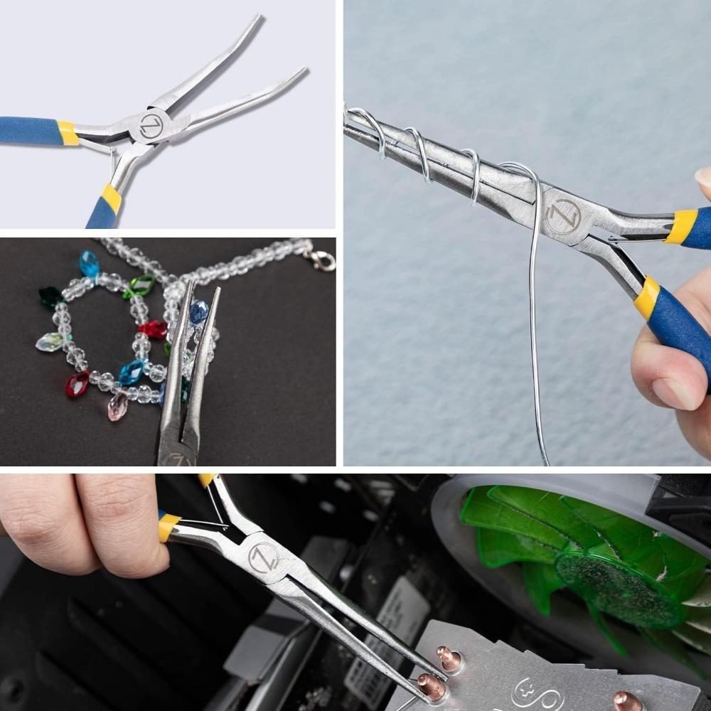 2Pcs 6" Mini Needle Nose Pliers with Comfort Grip Handles Long Nose Pliers Set for Handmade Craft