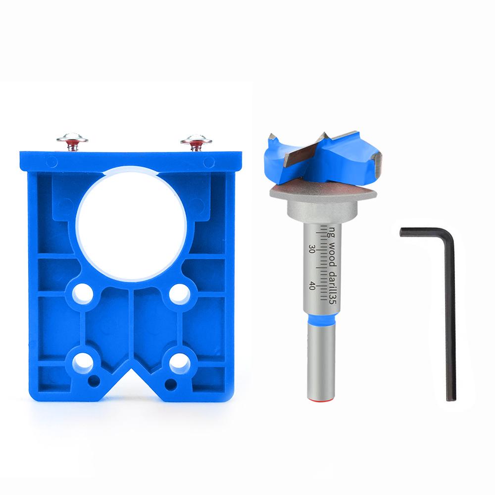 New 35mm Hinge Jig Drill Guide Sets Door Hinge Drill Hole Cutter Concealed Hinge Jig with Bit Positioner for Furniture Wood