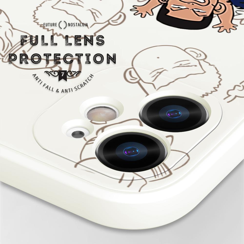 Cartoon Colorful Pattern Printing Phone Case Square Liquid Silicone TPU Full Cover Camera Shockproof Protection Cover for Samsung Infinix Tecno