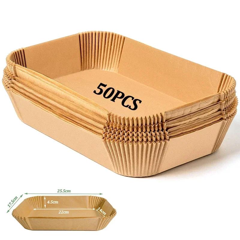 Large Rectangle Air Fryer Disposable Paper Liner Nonstick Airfryer Parchment Special Baking Paper for 2-10QT Cooking Basket