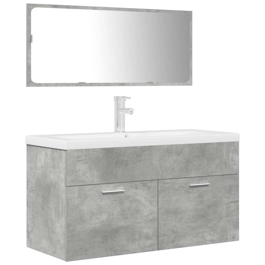 3 Piece Bathroom Furniture Set Concrete Grey Particleboard