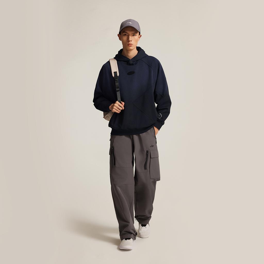 Li Ning Wade Series Schlichtes Vielseitiges Gradienten Lockeres Kapuzensweatshirt Herren Sweatshirt AWDV255-1