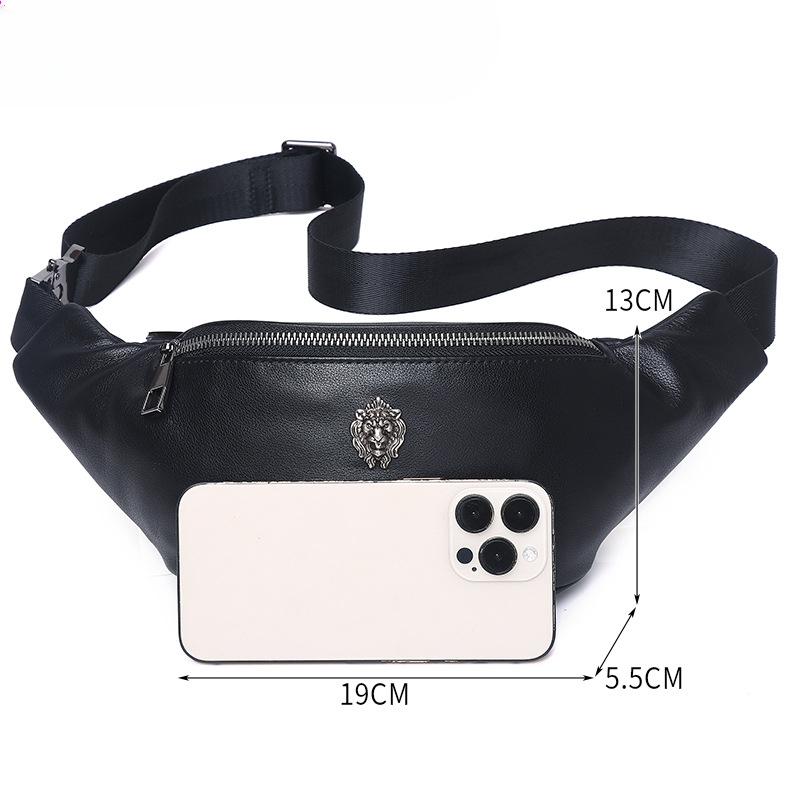 Genuine Leather Chest Bag Sports Crossbody Bag Men's Mobile Phone Multi-functional High-end Men's Waist Bag