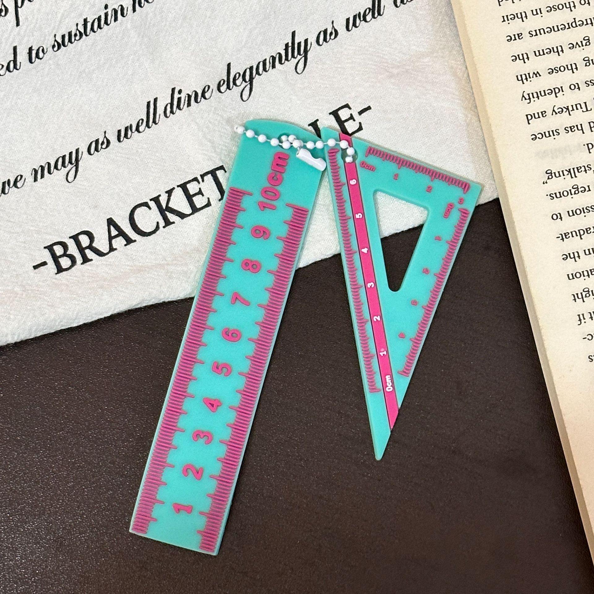 Ins-Style PVC Ruler Keychain Ornament - Trendy Backpack Pendant Souvenir