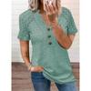 Spring and Summer TikTok E New Women's Collar Button Hollow Lace T-Shirt
