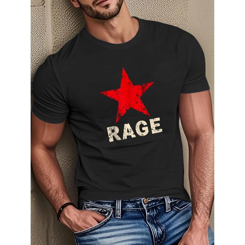 European sizes Men s Summer Fashion Streetwear Casual Simple Letter Print Comfortable Soft Breathable Crew Neck T-Shirt S чёрный