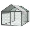 Metal Chicken Coop for 4-6 Chickens, 1 X 2 X 1 M, Small Chicken Cage with Waterproof Cover & Double Doors, Spire Roof Poultry Run Compatible with