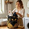 Quilted Laundry Storage Basket Medium Size 16X22 Inches Fabric Storage Bin with Handles for Clothes Toys and Household Items