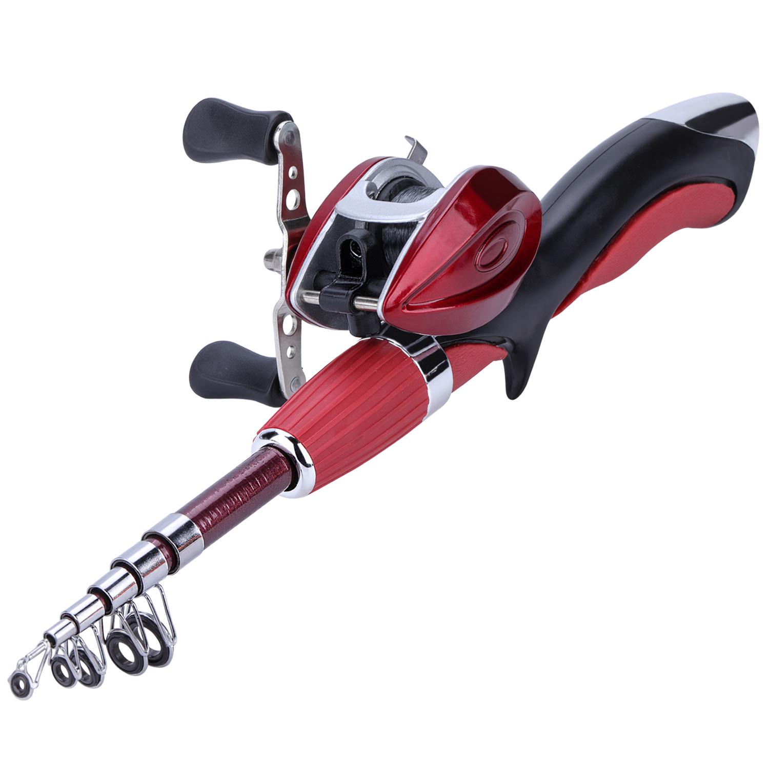 

Дорожная удочка, комбинированная катушка из углеродного волокна, сверхтвердая телескопическая удочка с литьем, рыболовная катушка для ловли карпа красный