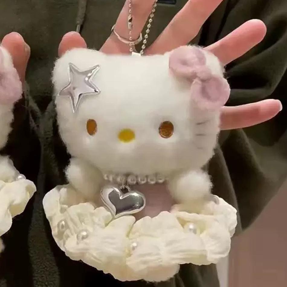 */Sanrio  Peripheral Doll Keychain Cute Fashion Sunglasses Kt Cat Keyring Backpack Plush Toy key chain Birthday Gifts