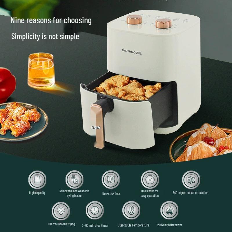 Chigo Smart Heißluftfritteuse: Große Kapazität, Antihaftbeschichtung, Multifunktional, Rauchfreies Kochgerät