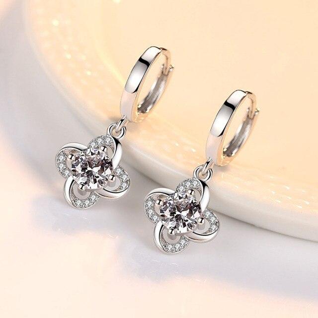 

925 стерлингового серебра женские серьги кулон мода вечный цветочный язык высокое качество циркон пара серьги ювелирные изделия подарок