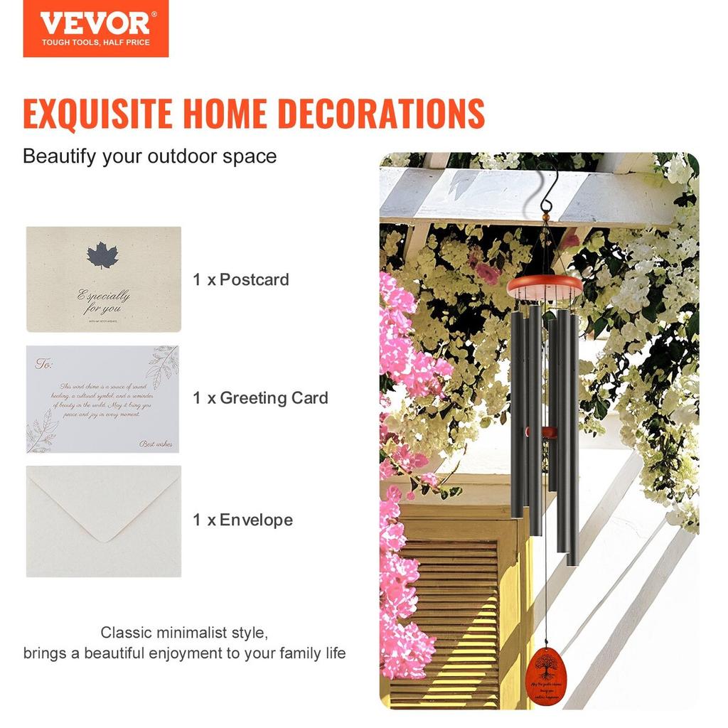 Wind Chimes for Outside, 1042 mm, Deep Tone Wind Chimes with 6 Tubes, Unique Large Memorial Wind Chimes for Anniversary, Amazing Outdoor Decor for