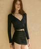 VIKINI VENDER Line String Shirred Swim Skirt Cover-Up - Black