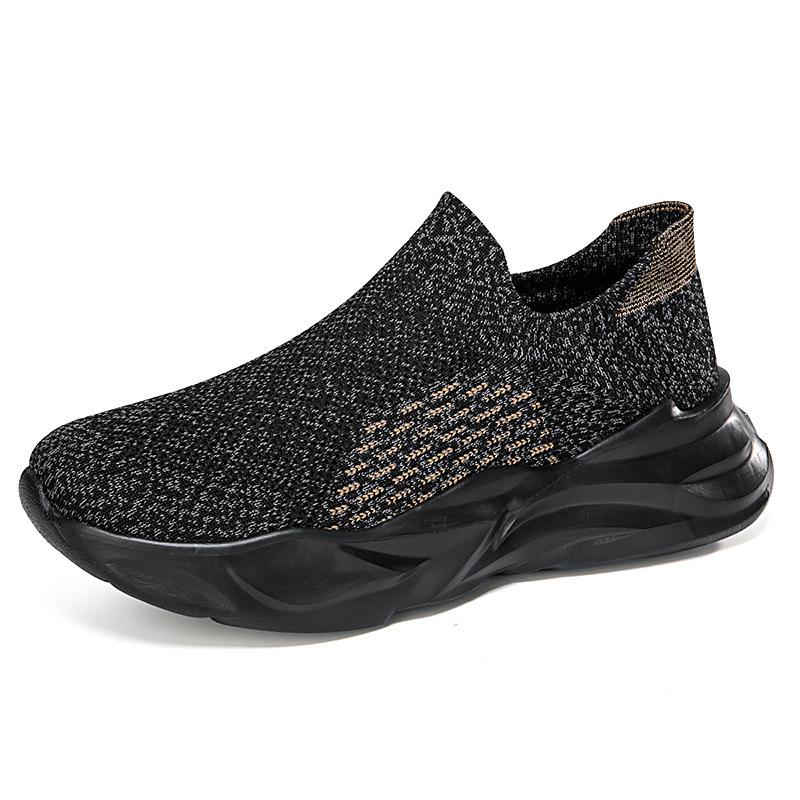 2025 summer fly-woven mesh lazy tide shoes one-pedal large size elastic socks shoes high-top casual sports men's shoes