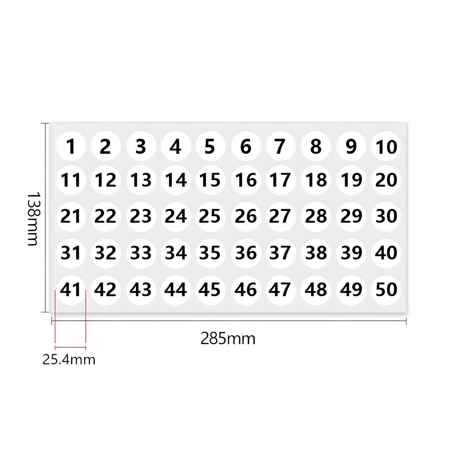 

Round Waterproof Self-Adhesive Number Stickers 1-200, 2.54CM PVC Colored Labels