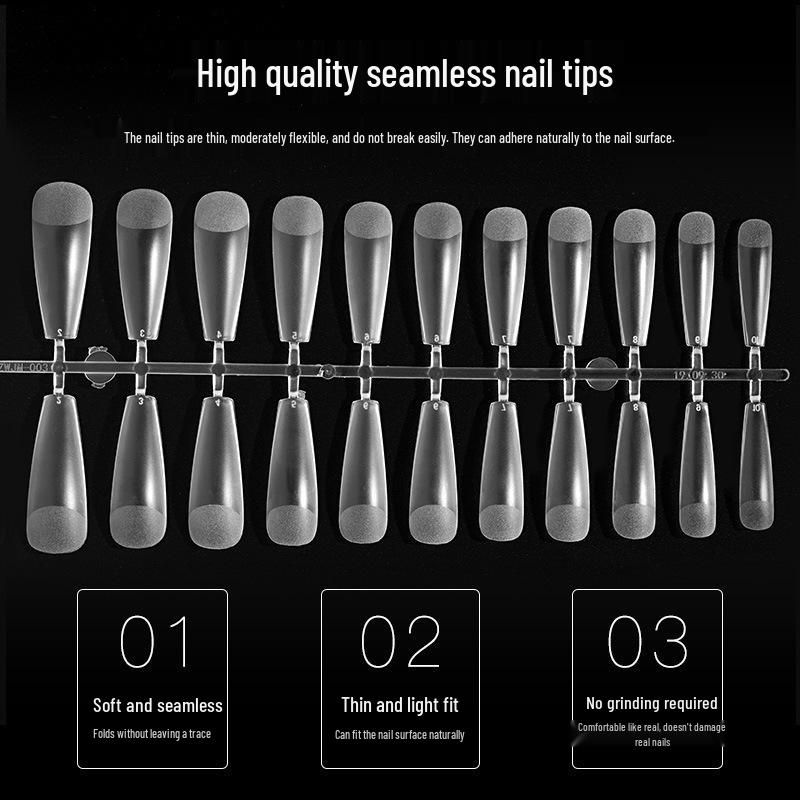 Frosted Almond & Square Nail Tips - No Filing Needed, Full/Half Cover, Ideal for Salons