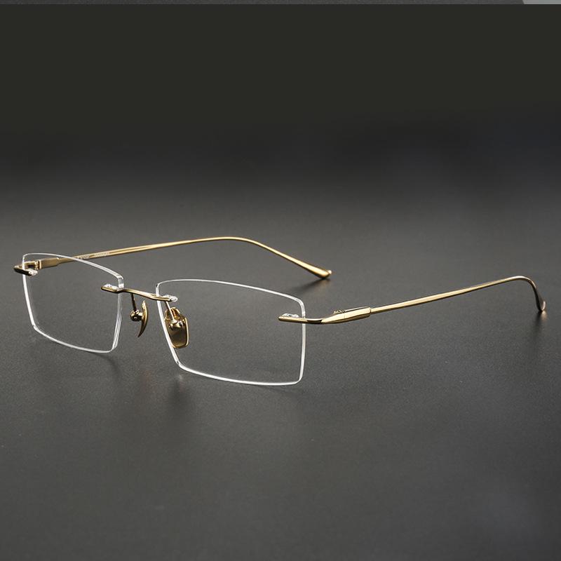 Ultra-light Pure Titanium Rimless Glasses Frame for Men & Women - Myopia & Prescription Ready Small