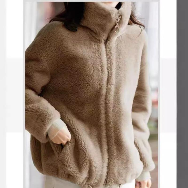 Autumn and Winter Thermal Sweater Cardigan Fleece Jacket Women's Fleece Thickened Double-sided Fleece Large-size Fleece Jacket