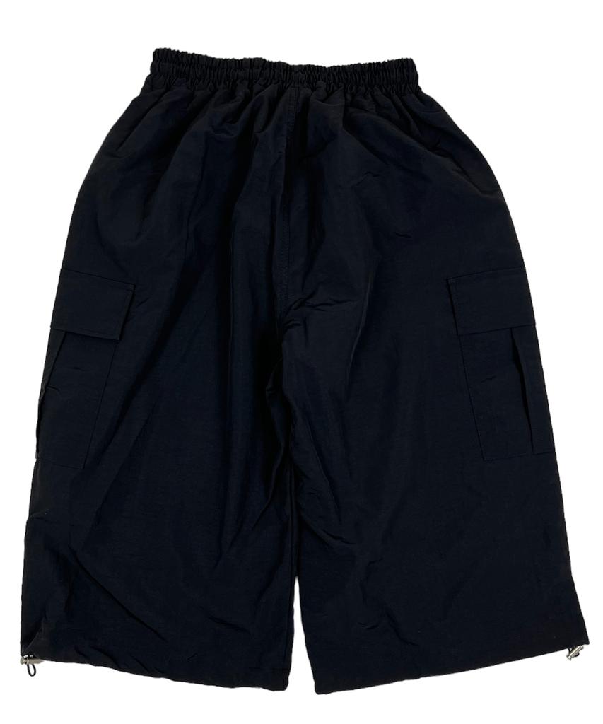 SK8ER ROCK Nylon Cargo Wide Long Half Pants Black