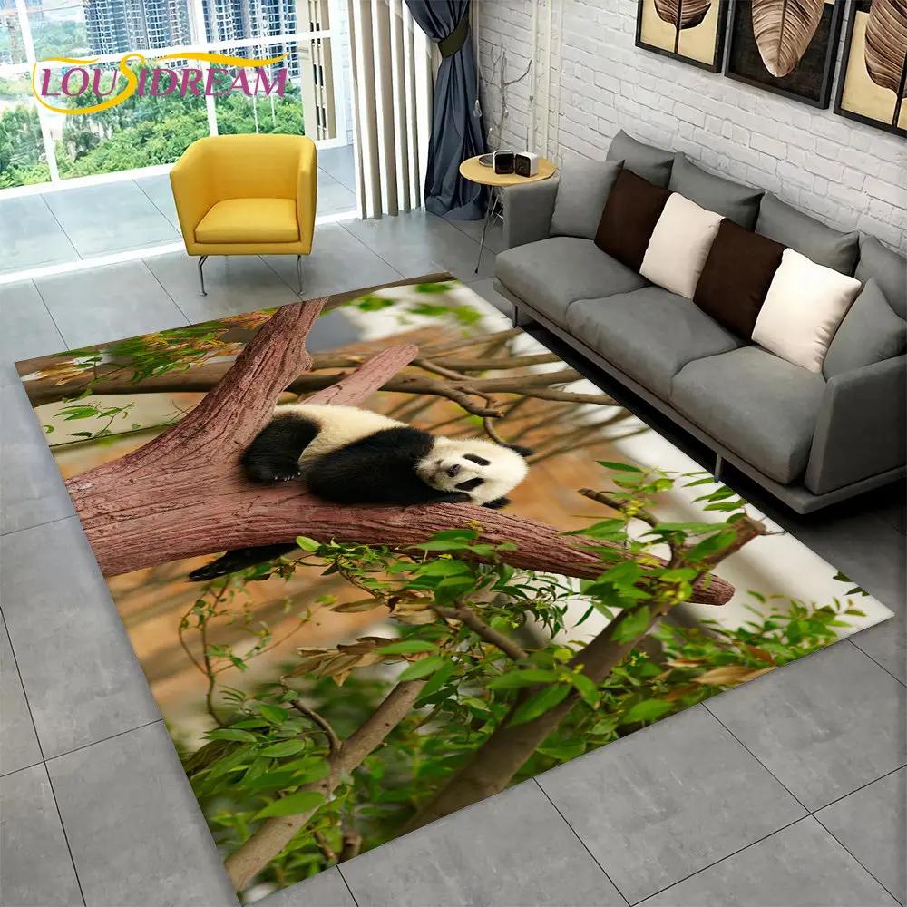 Dywan z motywem zwierząt z kreskówek Panda, dywanik do salonu, sypialni dziecięcej, sofy, wycieraczki, kuchni, antypoślizgowa mata podłogowa