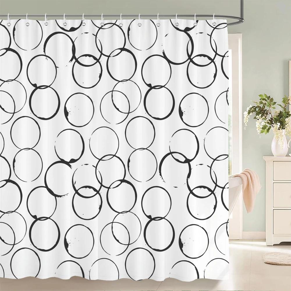 Waterproof Shower Curtains Geometric Stripes Bathroom Curtains With Hooks 3d Printing Decoration Large Size 240X180 Bath Screen