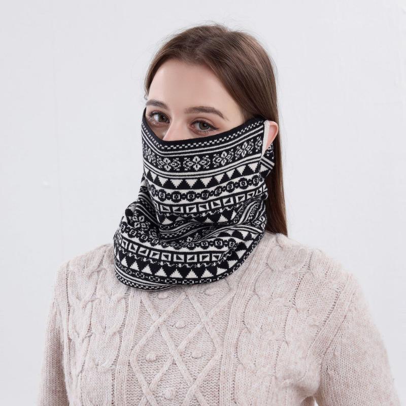 Fashion Versatile Knitted Scarf Autumn and Winter Outdoor Cycling Warm Neck Cover Windproof Half Cover Extended Ear Hanging Mask
