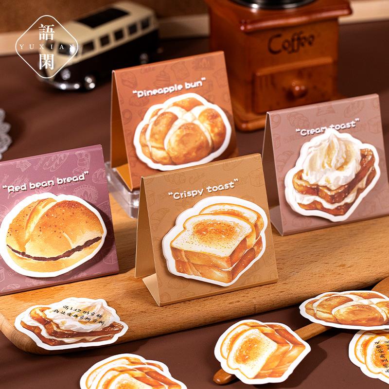 30Pcs Bread Toast Theme Simulation Food Sticky Notes Cute Gourmet Style Journal Message Memo Pads