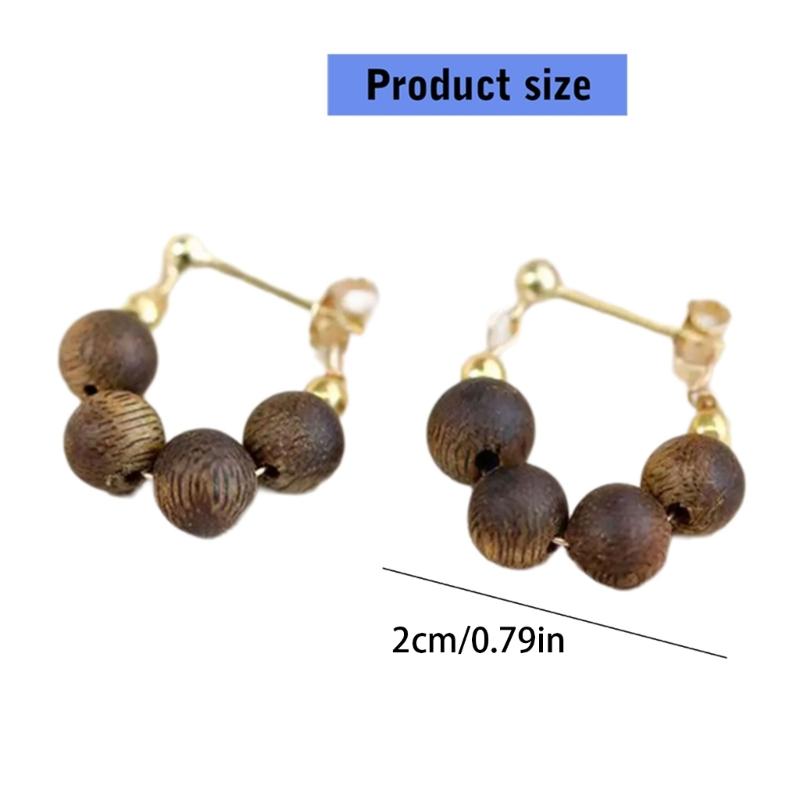 Natural Sandal Wood Earrings Featuring Traditional Chinese Designs Expertly Crafted for Sensitive Skin Wear