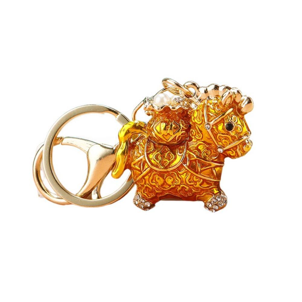 Zircon Zodiac Horse Pendant Exquisite New Year Pendant Sweet Horse Year Keychain  Car Key Ring