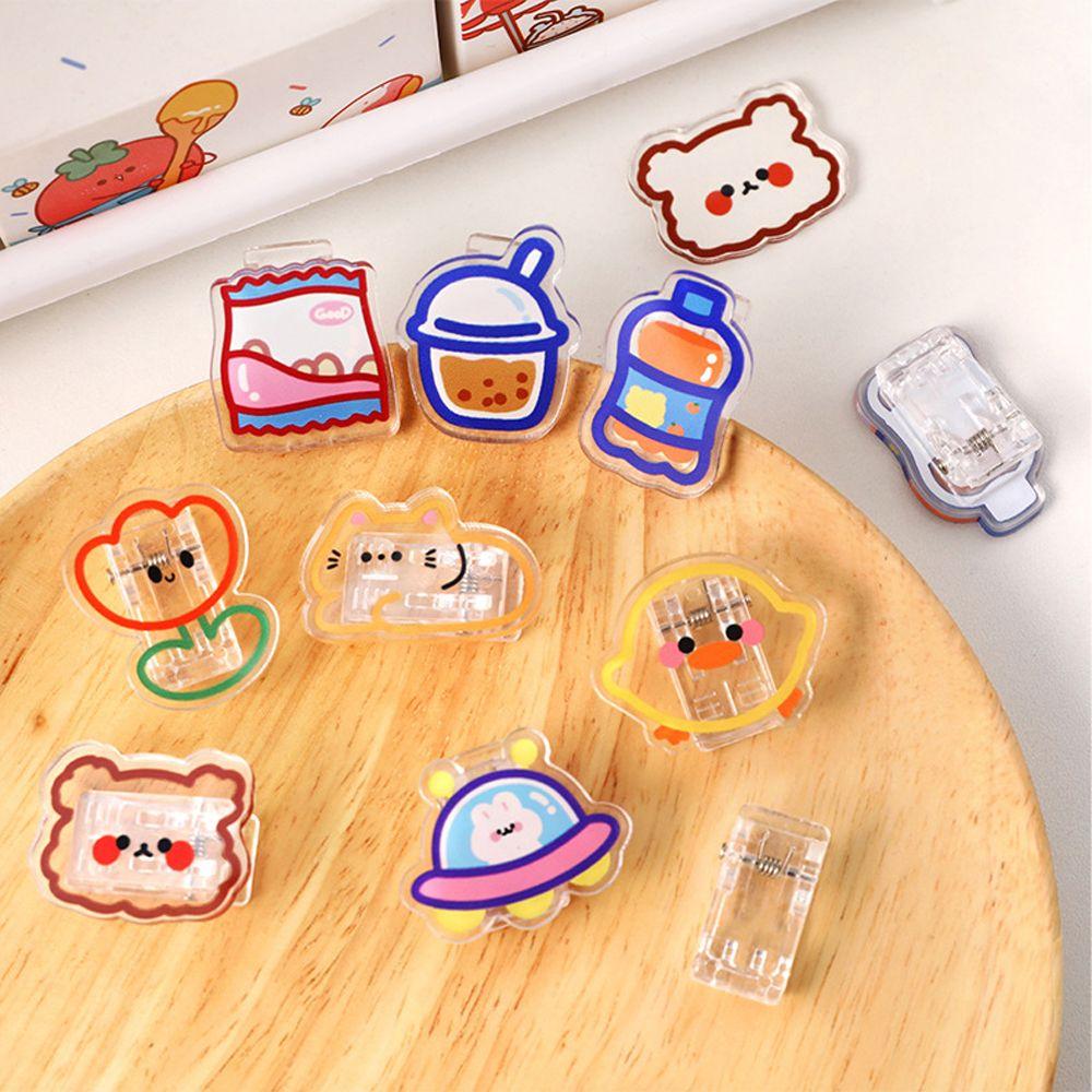 Page Holder Cartoon Binder Clip Paper Clip Transparent Clip Snacks Sealing Clip Binder Clips