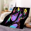 Vibrant Demon Character Blanket - Soft Cozy Throw with Neon Colors, Perfect for Home Decor, Unique Gift for Anime Lovers