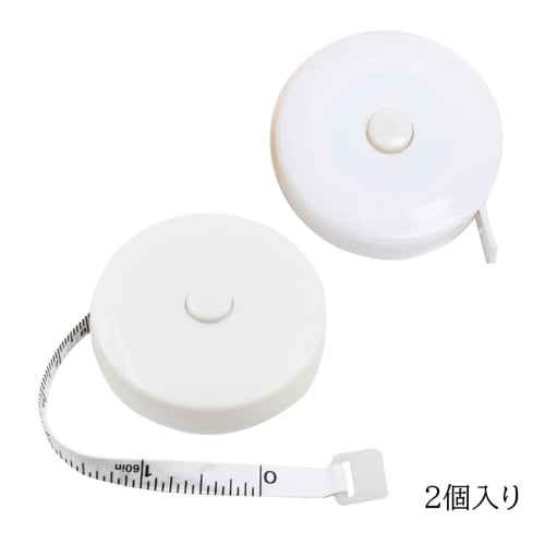 XSAJU 2m White Tape Measure, Set of 2, One-Touch Rewind, Double Graduations, Sewing Measurement