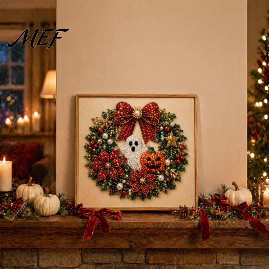 Faux Pearl Painting Kit for Adults Halloween Kit, Cute Ghost 3D Art DIY Sparkling Mosaic Picture Adults, Christmas Craft Home Festive Decor