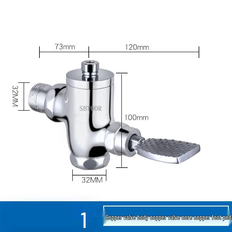SBTOOR Copper Wall-Mounted Foot Pedal Flush Valve