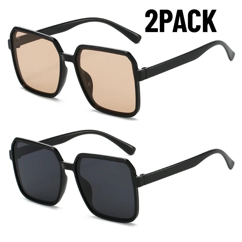 1/2PACK Black Square Oversized Sunglasses Women Big Frame Sun Glasses Unisex Gradient Hip Hop Shades