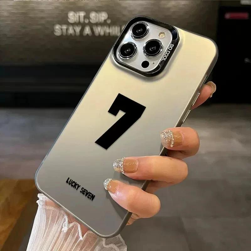 7 Basketball Jersey Number Pattern Phone Case For iPhone 15 14 13 12 11 Pro Max XS X XR 7 8 Plus Colored Silver Plated Cover