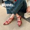 Grape Mom Summer New Island Diary~ French Cross-Strap Elegant Pointed Open-toed Roman Sandals