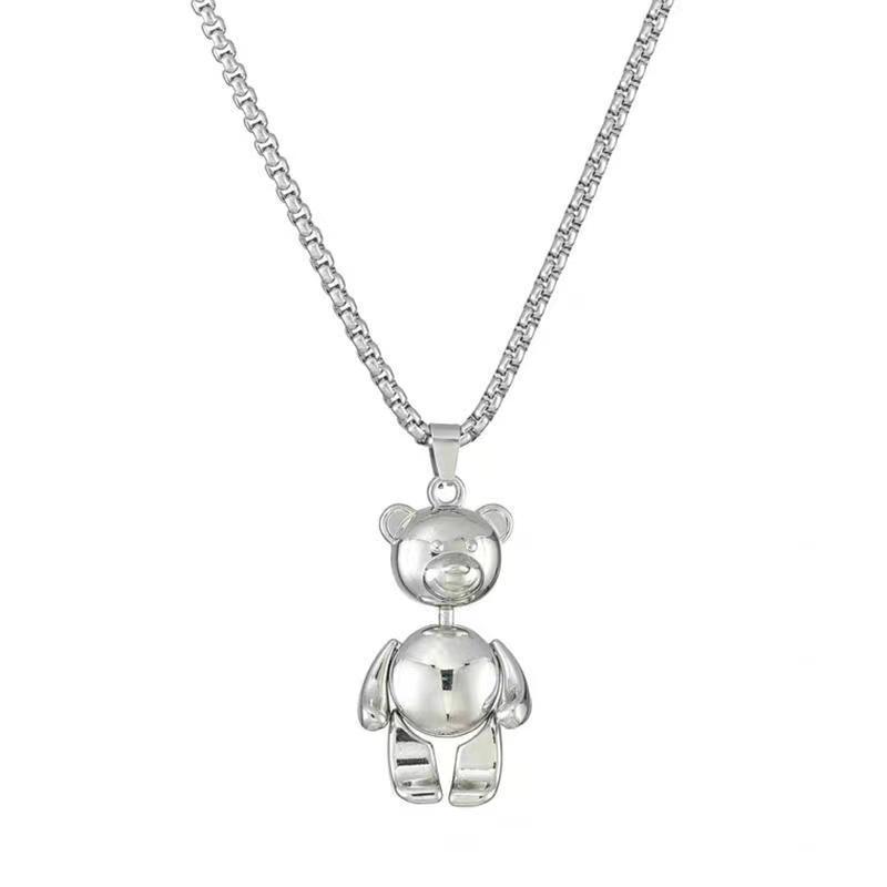 

Bear necklace, dancing earth, cool trendy accessories, pendant, sweater chain, retro pendant, titanium steel does not fade.
