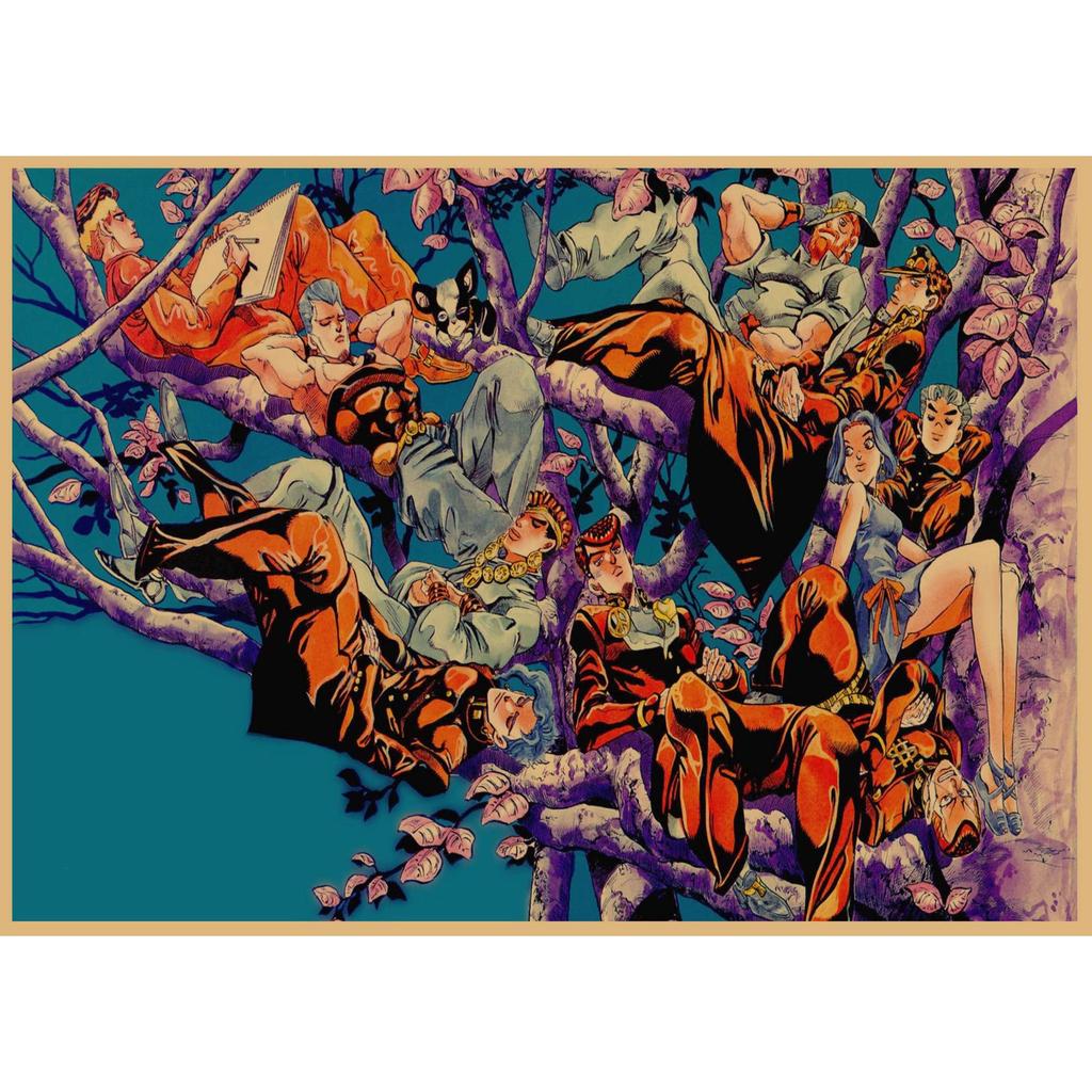 JoJo's Bizarre Adventure Retro Kraftpapier Poster - Japanische Anime Dekoration für Bar, Restaurant oder Café.