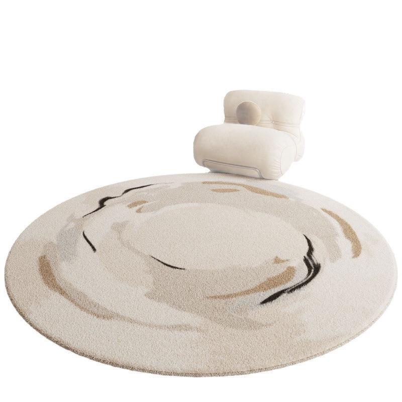 Krémový kulatý koberec: Vysoce kvalitní stylová podlahová rohož do ložnice, obývacího pokoje, pracovny, k pohovce nebo křeslu.