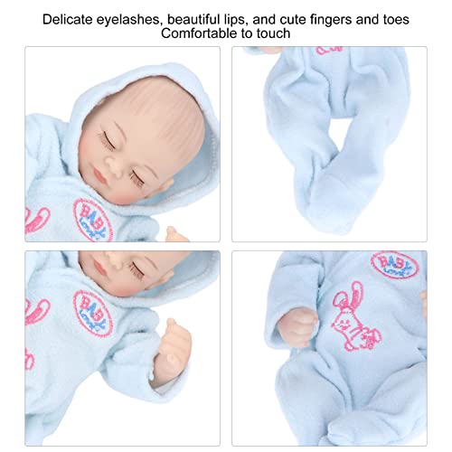 10-inch Reborn Baby Doll, Soft Silicone, Delicate Face, Detailed Design, Includes Pajamas, Washable, Realistic Baby Doll, Blue Eyes Closed, for Kids,