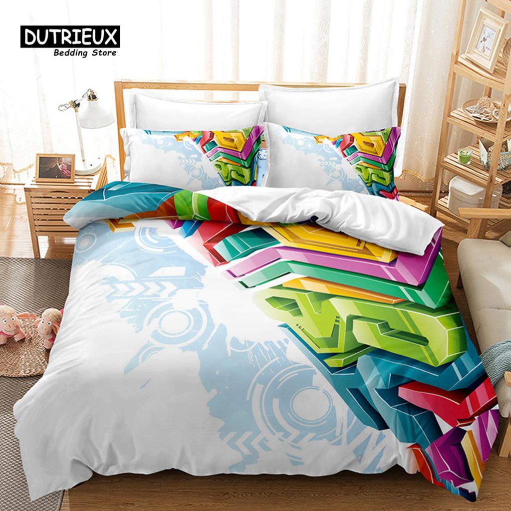 Psychedelic Swirl Duvet Cover Luxury Abstract Geometric Bedding Set Chic 3D Comforter Cover King For Girls Adults Bedroom Decor