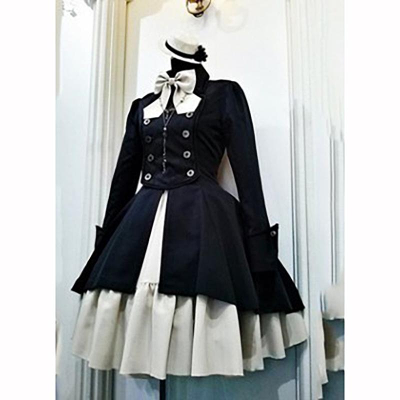 Renaissance Retro Bow Long Sleeve Ruffle Cosplay Dress