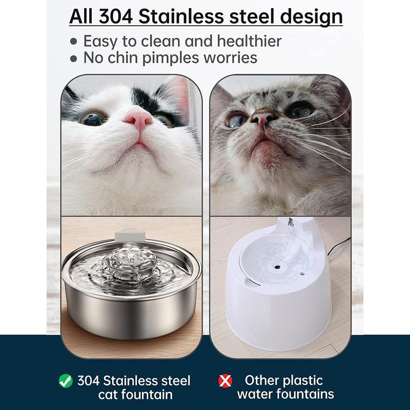 Stainless Steel Pet Drinking Fountain - Cat & Dog Water Feeder