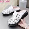 Fashion GKTINOO Roman Summer Mule Shoes Women Genuine Cow Leather Soft Sole Buckle Strap Female Sandal Slippers Handmade