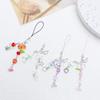 Sweet Bowknot Beaded Phone Charm Flower Chain Keychain Fashion Accessory Bag Pendant Keyring for Phones and Backpacks