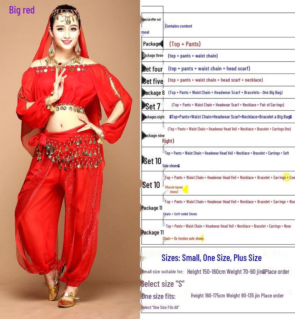 Indian Ethnic Belly Dance Set - Long Sleeve Autumn/Winter Pants for Stage Performance