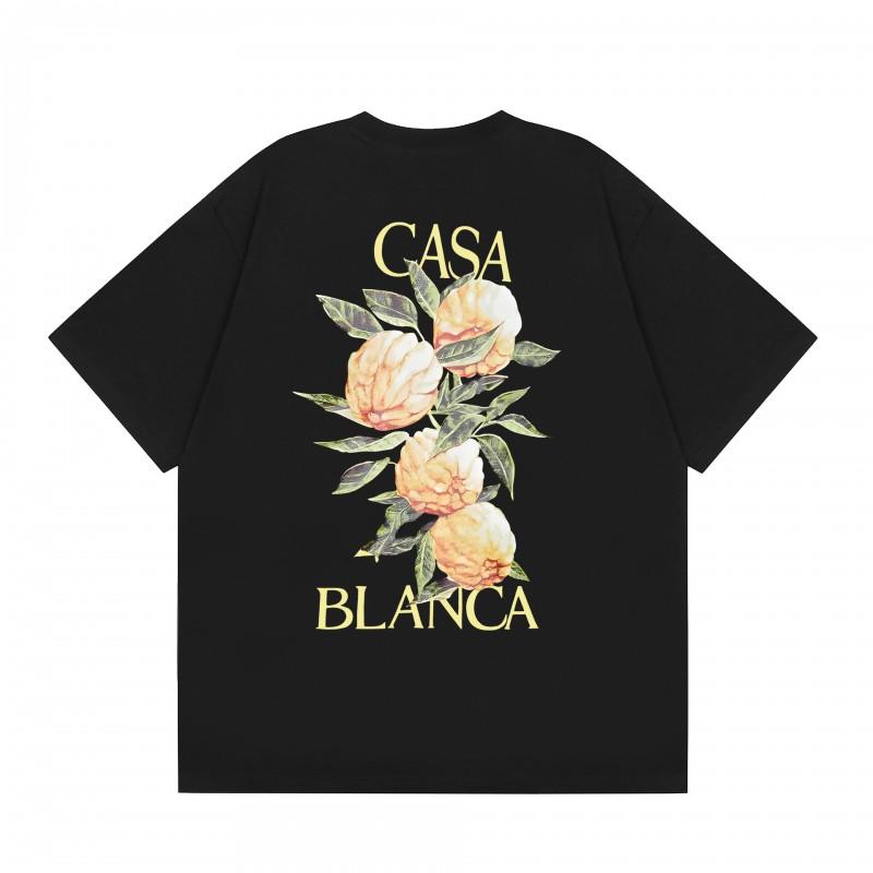 Casablanca Streetwear T-Shirt Men Women Loose Fit Short Sleeve Casual Tee High Street Style