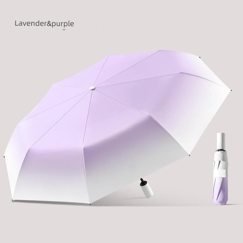 Automatic Gradient Color Umbrella for Women, Sun Protection and Uv Protection Dual-Purpose Black-Coated Umbrella for Men, Large Umbrella